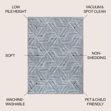 Vector Modern Coastal Geometric Machine-washable Area Rug